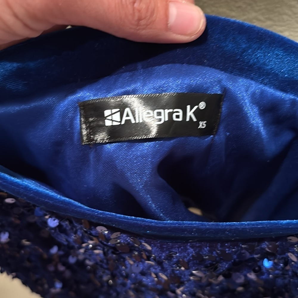 Allegra K Shimmering Blue Sequin Top - Picture 5 of 9